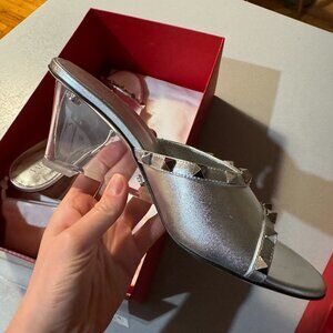 VALENTINO GARAVANI SILVER MULES CLEAR WEDGE 38,5 (NEW)